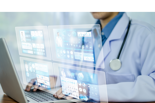 Doctor using computer